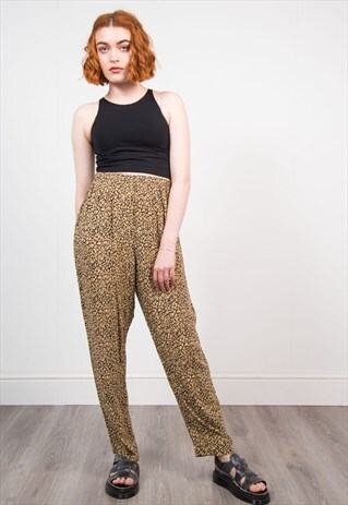 VINTAGE 90'S BEIGE PATTERNED SUMMER TROUSERS