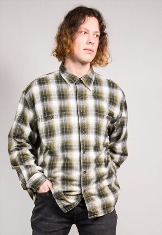 VINTAGE 90'S GREEN CHECK GRUNGE FLANNEL SHIRT