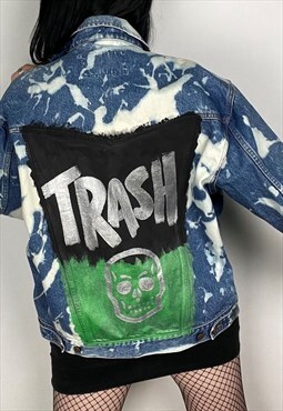 TRASH - Reworked Acid Wash Hand Painted Denim Jacket