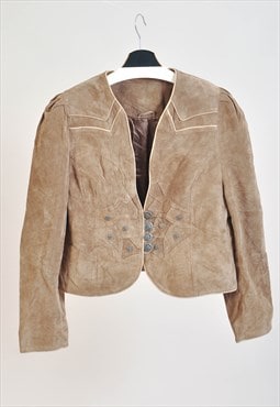 Vintage 90s suede leather jacket in beige