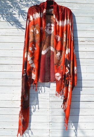 Vintage multi color tie dye printed big shawl,scarf