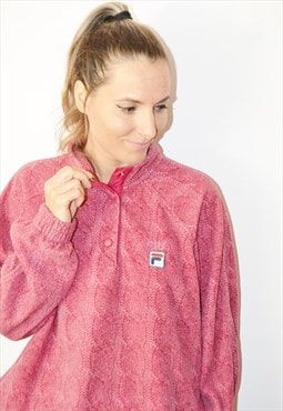 Vintage 90s FILA Magic Line 1/4 Patterned Fleece Sweatshirt