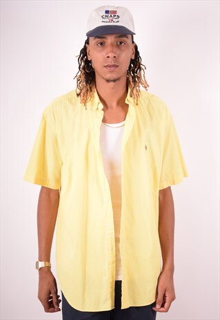 RALPH LAUREN MENS VINTAGE SHIRT LARGE YELLOW 90S