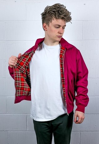 BURGUNDY HARRINGTON JACKET TARTAN LINED