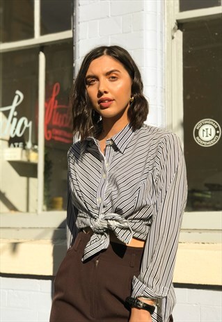 VINTAGE BLACK AND WHITE 90S STRIPED BLOUSE