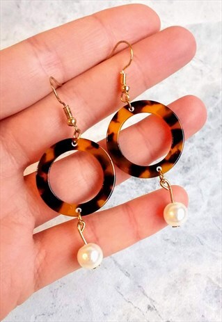 TORTOISESHELL ACRYLIC RETRO EARRINGS