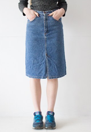 VINTAGE RETRO BLUE DENIM MINI SKIRT