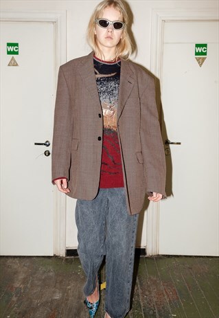 VINTAGE OVERSIZED CHECKERED BLAZER / UNISEX