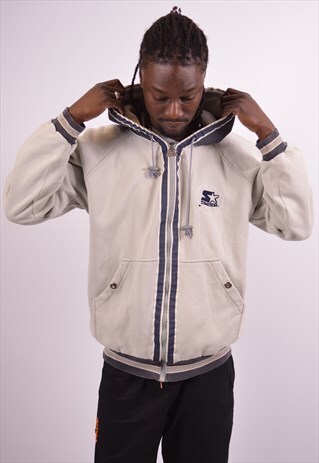 STARTER MENS VINTAGE HOODIE SWEATER LARGE GREY 90S