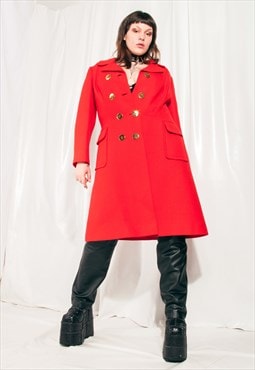 Vintage Coat 60s Mod Rare Red Wool Coat