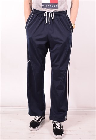 ADIDAS MENS VINTAGE TRACKSUIT TROUSERS LARGE NAVY BLUE 90S