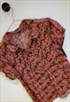 RETRO Y2K FLORAL DITSY PRINT SHEER ROSE BLOUSE SIZE 10-12