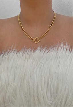 CEASER. Gold T-Bar Toggle Chunky Chain Statement Necklace
