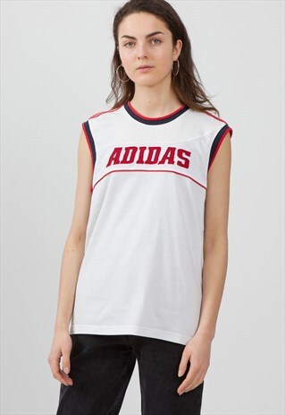 VINTAGE WHITE ADIDAS CREW NECK TANK TOP