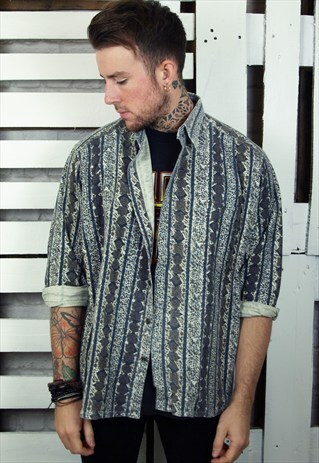 FUNKY ABSTRACT PRINT UNISEX VINTAGE FLANNEL SHIRT