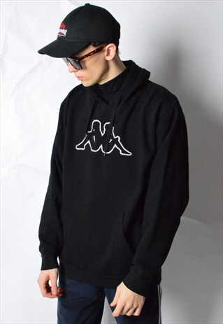 VINTAGE 90S BLACK EMBROIDERED KAPPA HOODIE