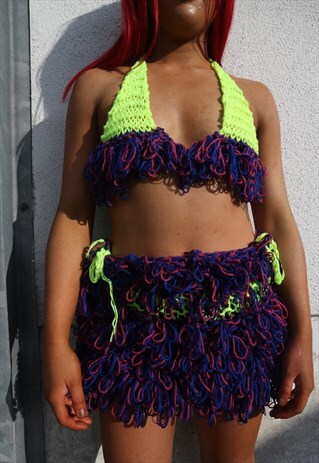 HAND MADE IRISH NEON KNITTED BIKINI BRALET