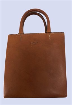 Tan Brown Genuine Italian Leather Boxy Magnetic Grab Bag 