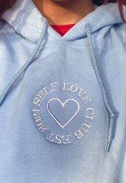 Self Love Club Embroidered Baby Blue Hoodie