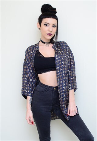 VINTAGE 90'S GENUINE SILK PATTERNED OVERSIZED SHIRT