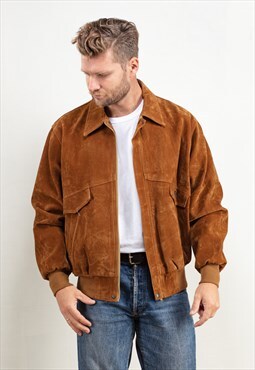 Vintage 90's Faux Suede Jacket in Brown 