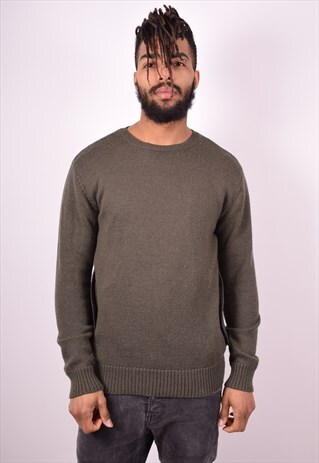 PUMA MENS VINTAGE JUMPER SWEATER LARGE GREEN 90S