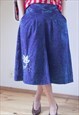 BLUE MIDI DENIM COTTON VINTAGE SKIRT