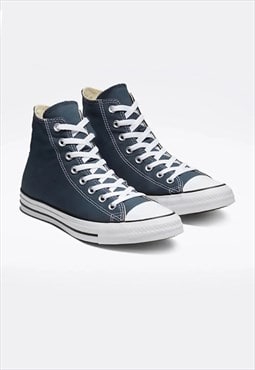 justyouroutfit High Top Canvas Trainers Navy