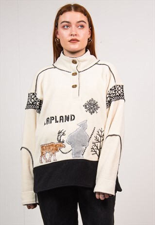VINTAGE 90'S CREAM LAPLAND FLEECE JUMPER