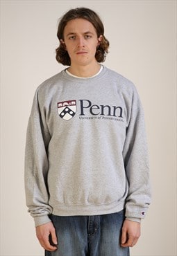 Vintage Champion College Sweatshirt Men's Grey