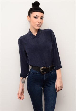 VINTAGE 90'S NAVY BLUE SLOUCHY SHIRT