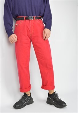 Vintage red DIESEL classic cotton straight trousers