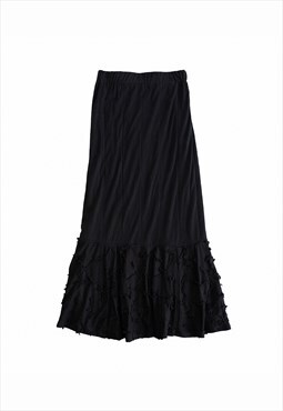  Vintage Y2K 00s black VISCOSE maxi skirt 