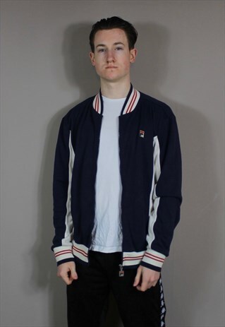 VINTAGE FILA TRACK JACKET IN NAVY BLUE WITH POCKETS