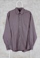 VINTAGE LACOSTE STRIPED SHIRT LONG SLEEVE GREY PINK LARGE 44