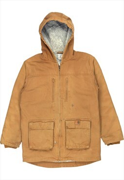 Carhartt 90's Hooded Zip Up Workwear Jacket Large Brown