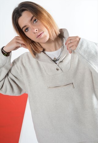 VINTAGE 1/4 ZIP FLEECE IN CREAM.