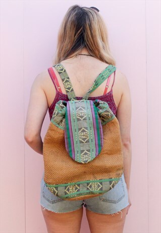 VINTAGE PERUVIAN WICKER & WOVEN BACKPACK