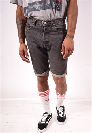 LEVI'S 501 MENS VINTAGE DENIM SHORTS W32 GREY 90S