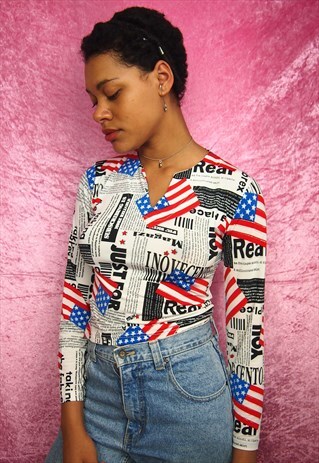 AMERICAN PRINT CROP TOP