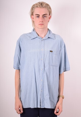 WRANGLER MENS VINTAGE DENIM SHIRT XL BLUE 90S