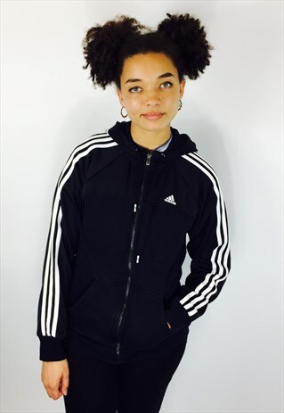 ADIDAS BLACK ZIP UP HOODIE