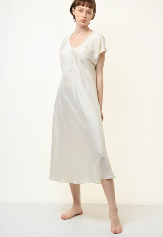 Boho Style White Long Maxi Short Sleeve Home Dress 4074