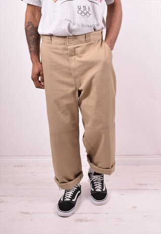 DICKIES MENS VINTAGE TROUSERS W36 L33 BEIGE 90S
