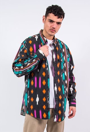 VINTAGE WRANGLER AZTEC WESTERN SHIRT