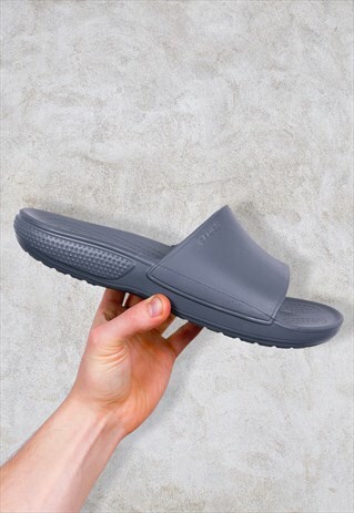 CROCS SLIDERS GREY RUBBER SLIDES UK 9