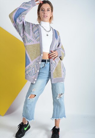 VINTAGE KNITTED CARDIGAN RETRO PATTERN