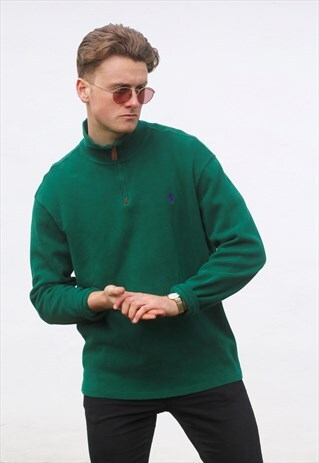 RALPH LAUREN 1/4 ZIP USA DARK SPRING GREEN SWEATSHIRT