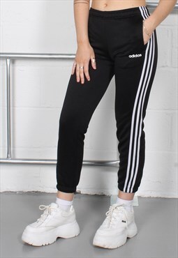 Vintage Adidas Joggers in Black with Spell Out Logo XS