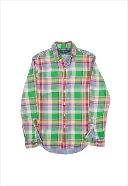 RALPH LAUREN Slim Fit Shirt Green Check Long Sleeve Mens S